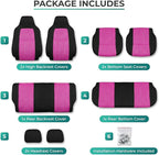 FH Group Automotive Full Car Seat Covers for SUV, Trucks, Sedan and More - Universal Fit Front High Back & Rear Solid Bench D