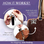 Women’s Bag Charm Key Finder, Car Keychain Hook, Cute Purse Organizer & Tote Bag Accessories, Gifts for Mom - Original