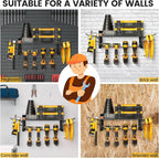 TRZZ Power Tool Organizer Wall Mount, 2-Tier Cordless Drill Rack with 4 Drill Holders and 2 Side Pegboards, Efficient Drill S