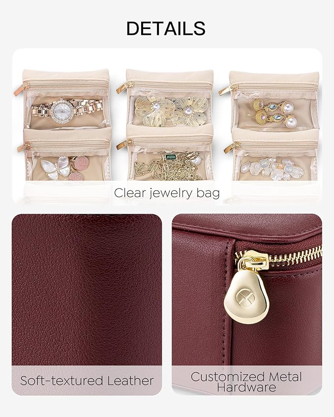 Vlando Jewelry Box with 12 Velvet Jewelry Bags Travel Jewelry Case for Girls Jewelry Organizers Necklace Rings Earrings Stora