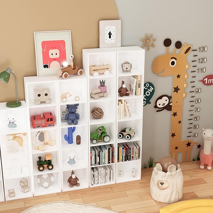 6 Cube Storage Organizer,Wooden 6-Tier Open Shelf Bookshelf,Versatile Storage Cubes for Living Room，Bedroom,Home Office, (Whi