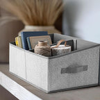 DIMJ Closet Storage Bins, 5 Pack Storage Baskets for Shelves, Foldable Closet Organizer with Handle, Linen Closet Organizers 