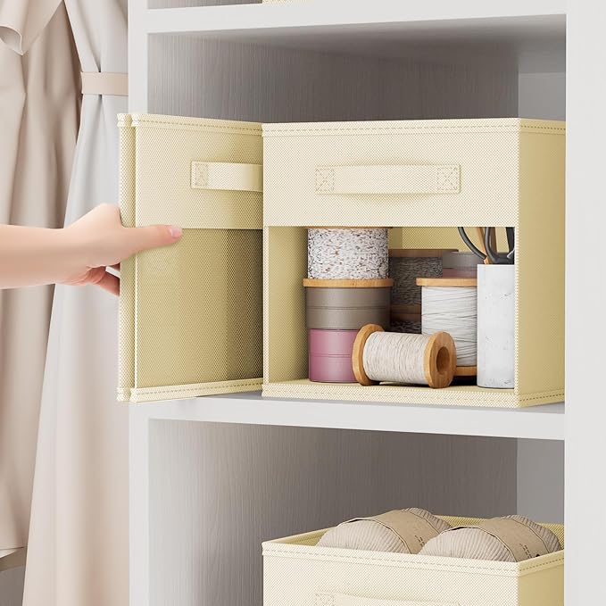 DIMJ Storage Cubes, Cube Storage Bin, 8 Pack Foldable Storage Cubes with Window, Closet Storage Bins with Handle, 11x 11 inch