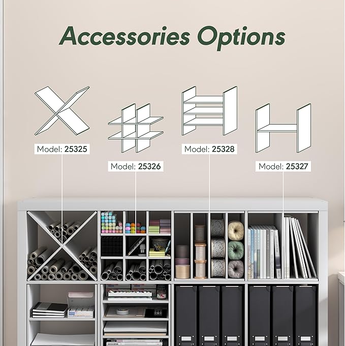 Furinno Cubicle Cube Insert, H-Shelf Cube Organizer, 2-Tier Shelf Accessory, Fits into Furinno Triple Thick Cubes, IKEA Kalla