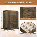Emfogo Jewelry Box for Women, 5 Layer Large Wood Jewelry Boxes & Organizers for Necklaces Earrings Rings Bracelets, Rustic Je