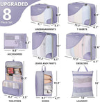 8 Set Packing Cubes for Travel, Gifts for Women Mom,Anti-Tearing Suitcase Organizer for Luggage with Shoe & Hanging Toiletry 