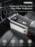 Premium Leather Car Seat Gap Filler Organizer (0.2”-1.2" Gaps), Clever Gifts for Car SUV Truck Owners (Beige, 1 Pack)