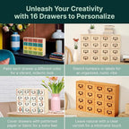 DIY Wooden Desk Organizer with Drawers – Unfinished 16-Drawer Wood Desk Organizer for Crafts, School, or Office – Customizabl