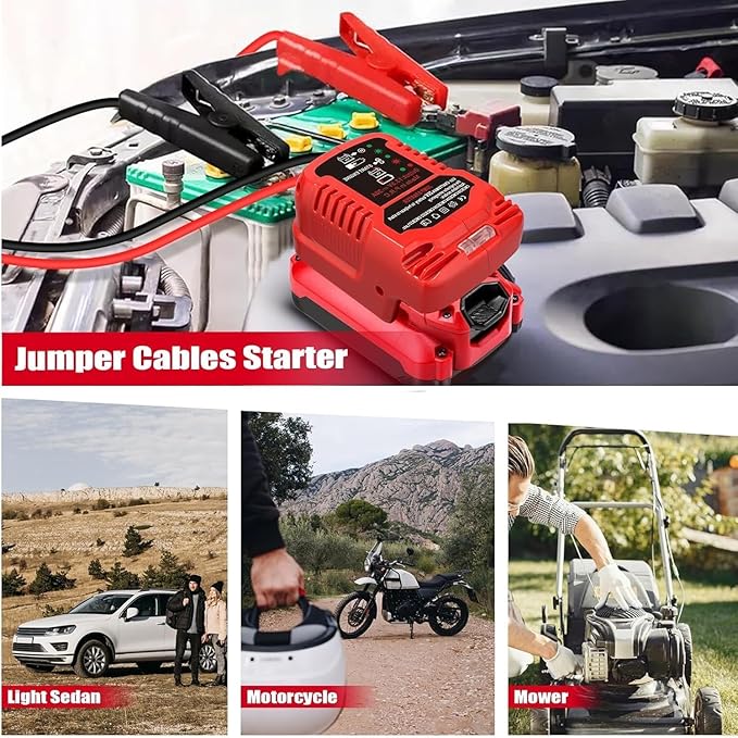 Jumper Cables Adapter for Milwaukee 18V M18 Battery Jump Car Starter,Up to 3.5L Gas Diesel Engines,12V Portable Jump Car Starter Battery,Automotive Booster Cable Adapter(Battery not Included)