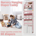 TAHAVICE 1 PC Pink Over the Door Organizer with 1 Large Capacity Caddy, 4 Shelf & 10 Mesh Side Pockets, Pink Stuff Hanging St