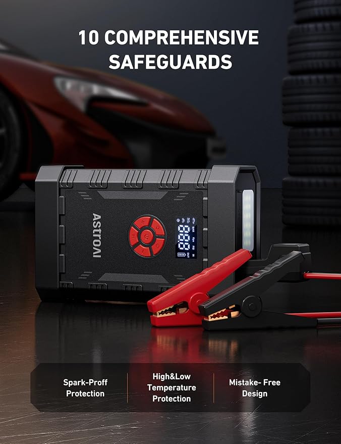 AstroAl A30 Jump Starter with Air Compressor, 4000A &150PSI Portable Car Battery Jump Starter (10.0 Gas/8.0LDiesel) with