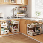 1 Pack 17IN Depth Under Sink Organizer, 2-Tier Pull Out Cabinet Organizer With Smooth Circular Rail, Large Capacity Metal Mes
