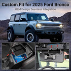 LECART Center Console Organizer Tray & Sun Visor Sunglasses Holder Fit for Ford Bronco 2025 4-Door Car Storage Accessories Set with Anti-slip Mats Sturdy ABS Easy Install Interior Upgrade