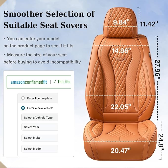 Coverado Seat Covers, Car Seat Covers Full Set, Leather Car Seat Cover, Car Seat Covers Front Seats Back Seat Cover Seat Prot