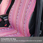 Pink Car Seat Cover Hippie Boho 4PCS Cute Western Accesories for Women Girls' GIF, Automotive Interior Covers Stripe Multi-Co