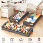 Yecaye 85L & 55L Under Bed Storage with Wheels, Hemp Grey