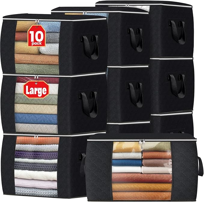 Fab totes 24 Gallons Clothes Storage, Foldable Thick Fabric Blanket Storage Bags, Containers for Organizing Bedroom, Closet, 