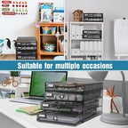 Zhanmai 2 Pack Black Desk Organizer with Drawer Total Wire Mesh Storage Tray Multifunctional Paper Sorter File Stand for Home