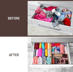 6 Pack Drawer Dividers 4 Inch High, 11”-17" Adjustable Bamboo Organizers Large Expandable Drawer Separators for Cloths, Dress