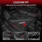LASFIT Floor Mats Fit for Ford Ranger 2020-2023 SuperCrew Cab, All Weather TPE Truck Liners, Front and Rear Row Set, Black