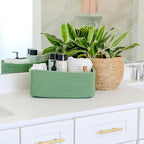 NaturalCozy 13.5”x8.5”x5.5” Rectangle Storage Baskets for Shelves 3 Pack | Cotton Rope Woven Small Baskets for Organizing | S