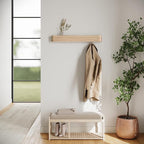 Kazai. Wall-Mounted Coat Rack 'Toke' - Modern Design Coat Rack with Hidden Wall Hooks - Solid Wood Veneer Panel Coat Hanger -