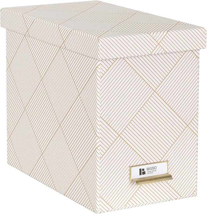 Bigso John Fiberboard Label Frame Desktop File Storage Box - Document Organizer for Important Paperwork - Durable Hanging Fil