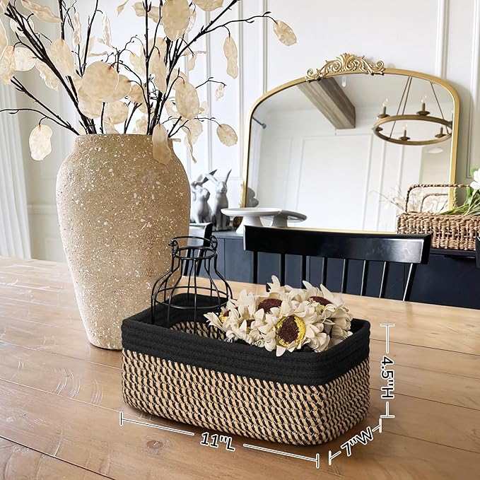 Goodpick Storage Baskets, Small Baskets for Organizing Gift Basket Empty Woven Rope Basket for Shelves Closet Organizer Bins 