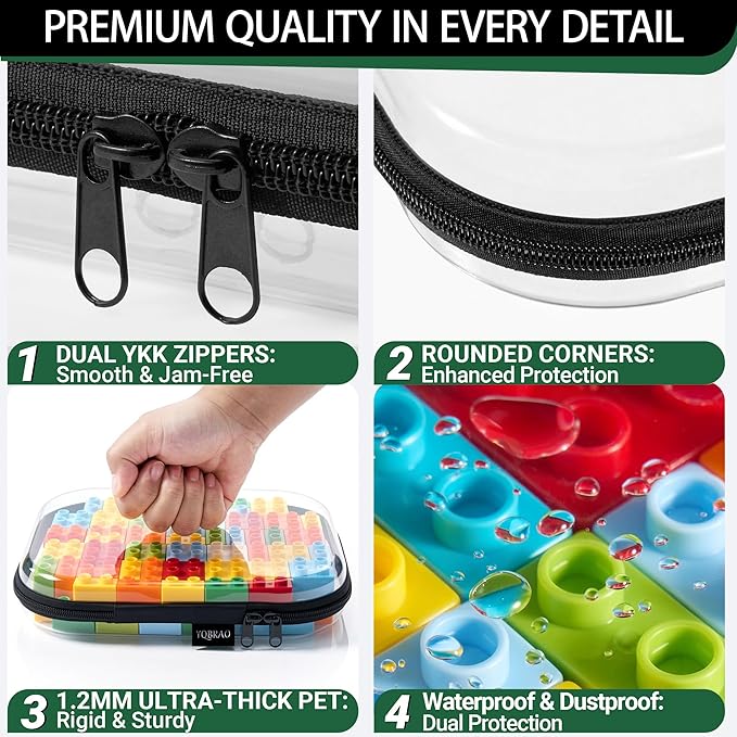 YQBRAO Hard Sided Clear Zipper Case for Storage- Professional-Grade Plastic Clear Zipper Pencil Case,Toy Storage Bins, Toilet