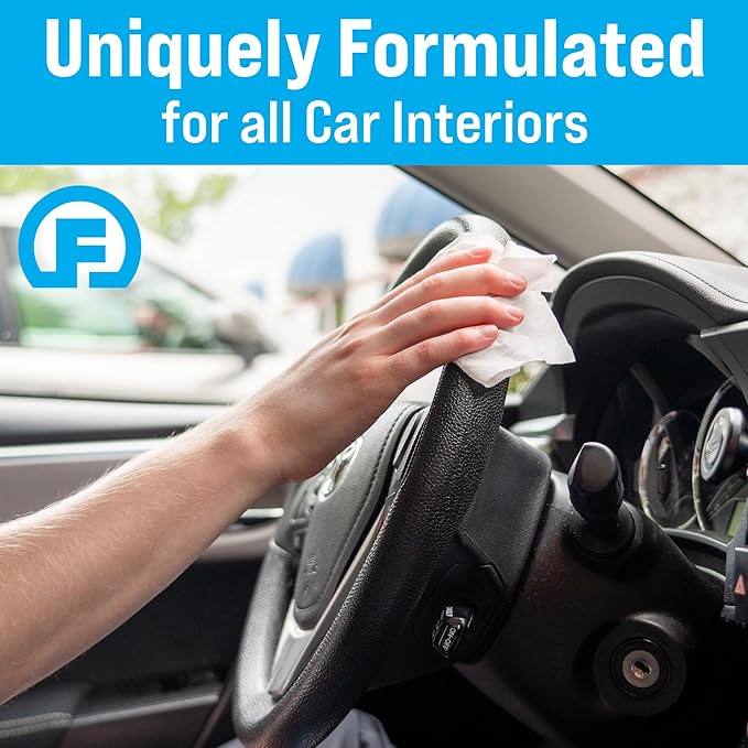 Fortress Car Interior Wipes with Microfiber Cloth (25 ct, Pack of 12) for Car Interior Cleaning, Dashboard, Seats, Detailing,