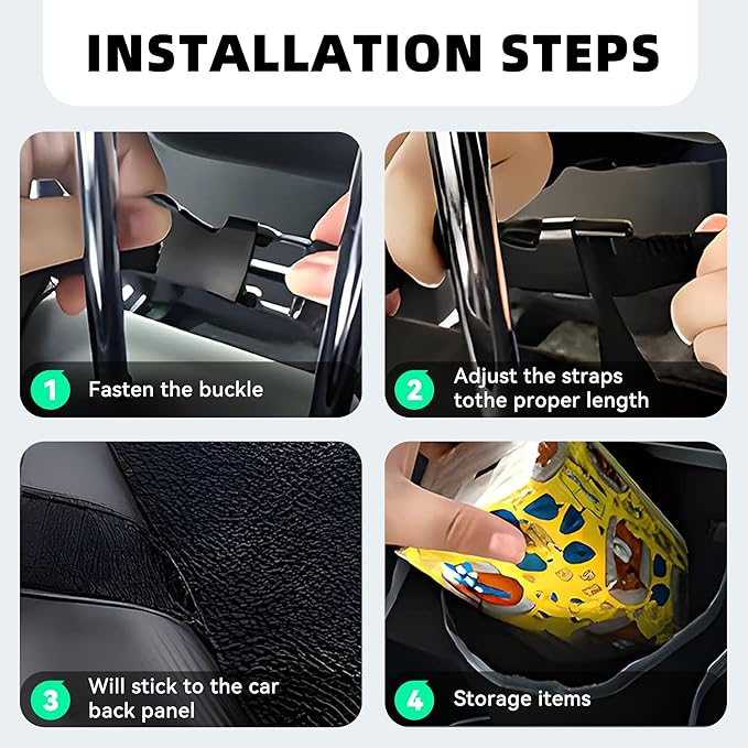 Car Trunk Organizer, Waterproof Collapsible Cargo Bag with 4 Pockets,Backseat Hanging Large Storage with Adjustable Straps, St