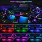 Dreamcolor Acrylic Interior Car LED Strip Light with Wireless APP, Dual Zone RGB 18 in 1 with 175 inches 593 LEDs Fiber Optic Neon Strip Lights for Car, Music Sync Neon Car Ambient Lighting Kits