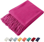 Homiest Decorative Knitted Throw with Fringe, Lightweight Acrylic Knit Blanket, Soft & Cozy Tassel for Couch Sofa Bed (Dark P