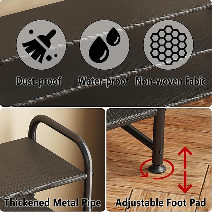 INGIORDAR Shoe Rack 4 Tier Long Storage Organizer Wide Metal Shoe Shelf for Closet Entryway Black