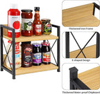 Giikin Countertop Shelf Organizer, 2 Tier Kitchen Spice Rack Organizer for Countertop, Wood Coffee Counter Shelf Organizer fo