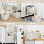 HNZIGE Large Fabric Storage Baskets for Storage 3 Pack Shelf Closet Storage Bins Baskets for Organizing Linen Cloth Decorativ