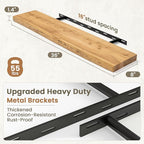 Fun Memories Floating Shelves for Wall Decor Set of 2-36 Inch Solid Elm Wood Live Edge - Rustic Natural Wall Shelves with Inv