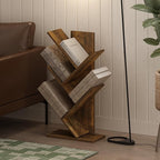 Furinno Tree Book Shelf, 5-Tier Bookshelf with Angled Open Shelf, Tree Bookcase for Room Decor, 8.4 x 15.7 x 30.3, for Organi