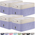 BALEINE 4 Pack Fabric Closet Storage Bins for Shelves, Linen Closet Organizers and Storage, Decorative Baskets for Organizing