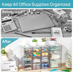 Vtopmart Acrylic Organizer with 16 Drawers (4 Set),Clear Storage Drawers for Office Supplies,Desk Organization and Storage fo