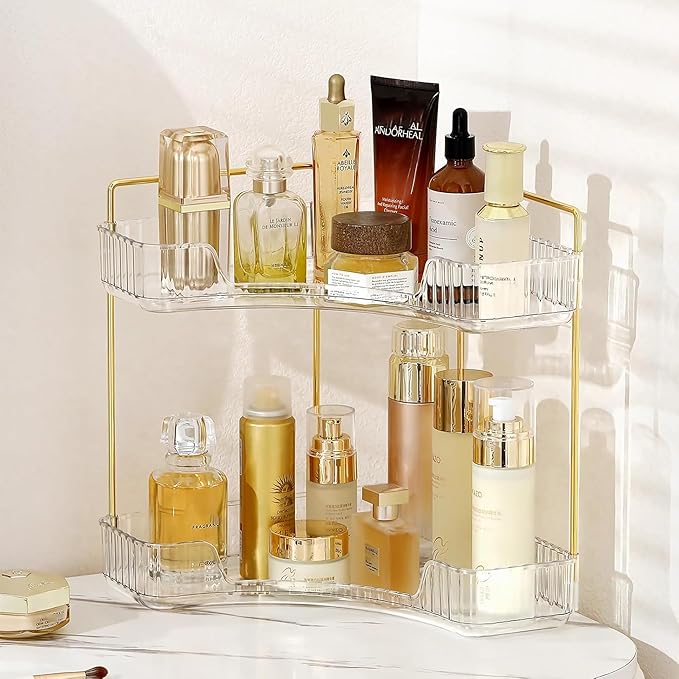 INVSSENE Corner Bathroom Countertop Organizer, Vanity Trays for Counter, Makeup Organizers, Perfume Tray, Kitchen Spice Rack,