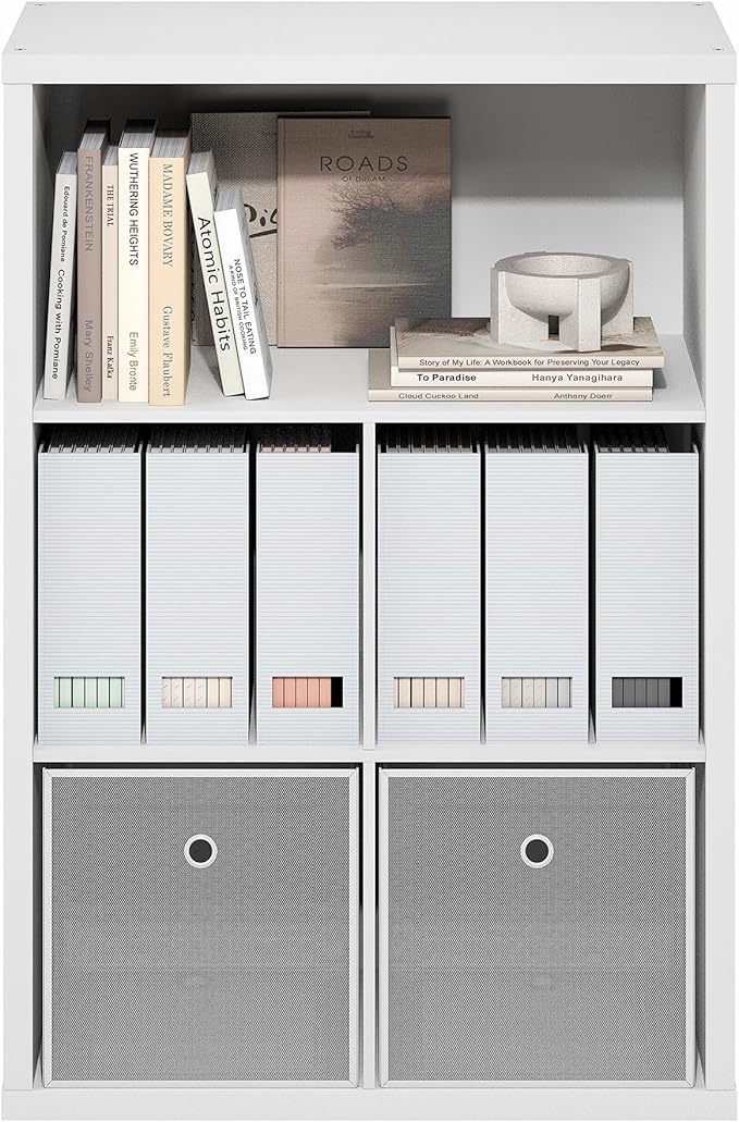 Furinno Cubicle Book Shelf, 5-Cube Bookshelf, Extra Thick Frame Cube Storage Organizer Bookcase with Closed Back, 15.3 x 29.9