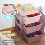 Qaba 3 Tier Kids Storage Unit, 3 Drawer Chest Toy Organizer Plastic Bins for Kids Bedroom Nursery Kindergarten Living Room fo