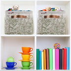 xigua Vintage Colorful Herbs Wild Flowers Floral Storage Basket Collapsible Toy Storage Bins Waterproof Canvas Storage Basket