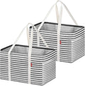 LHZK 2 Pack Utility Tote Bag with Metal Wire Frame and the Sides Rinforced, Large Tote Bag with Handle, Reusable Grocery Bags