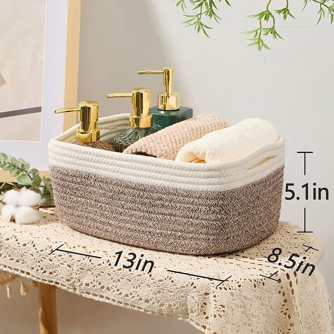 MiniArk Small Storage Baskets for Organizing | Closet Organizer Bins | Shelf Toy Basket | Woven Rope Baskets | Cube Decorativ