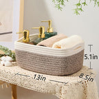 MiniArk Small Storage Baskets for Organizing | Closet Organizer Bins | Shelf Toy Basket | Woven Rope Baskets | Cube Decorativ