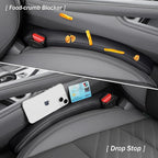 Car Seat Gap Filler - 2 Pack Premium Leather Console Blockers for Cars, Trucks & SUVs - Adjustable 1.4-2.4 Inch Width - Prevents Items Falling Between Seats (Black)