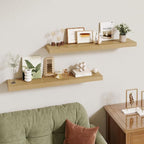 36 Inch Floating Shelves | 6.5 Inch Deep Oak Floating Shelves Set of 2 | 36" W x 6.5" D Rustic Oak Shelves with Invisible Bra