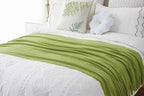 BATTILO HOME Apple Green Throw Blanket for Couch, Soft Chenille Knit Throws with Tassels for Home Decor, Spring Green Throws 